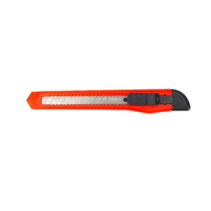 Economical k10 small snap blade knife has slim plastic body with push lock and retractable 9 mm blade Economical k10 small snap blade knife has slim plastic body with push lock and retractable 9 mm blade