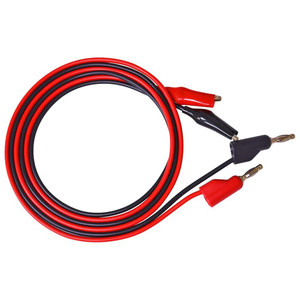 36" long red and black cords with 27 mm alligator clips on one end and banana clips on the other end