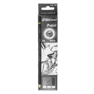 black and white box of 12 charcoal pencils from pacific arc with medium leads and quad barrel design black and white box of 12 charcoal pencils from pacific arc with medium leads and quad barrel design