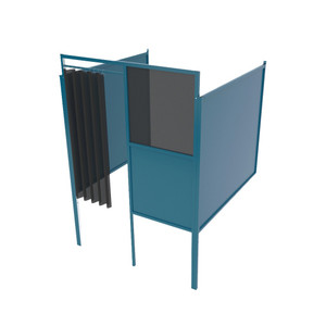 Wall-Mounted 5' x 5' Welding Booth in structural gray color with black curtain and #10 observation window Wall-Mounted 5' x 5' Welding Booth in structural gray color with black curtain and #10 observation window