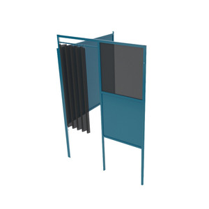 Wall-Mounted 5' x 5' Welding Booth Add-on in structural gray color with black curtain and #10 observation window Wall-Mounted 5' x 5' Welding Booth Add-on in structural gray color with black curtain and #10 observation window