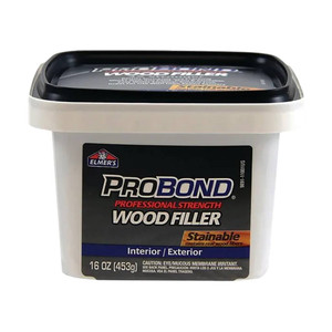 gray plastic 16 ounce container with black lid and label saying probond professional strength wood filler gray plastic 16 ounce container with black lid and label saying probond professional strength wood filler