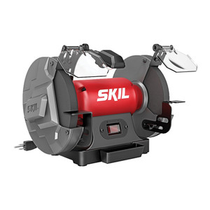 skil 8" benchtop grinder with led lights, magnified eye shields, water cooling tray, 3 amp motor