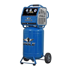 Eagle 2.5 HP 20 Gallon Air Compressor is blue and includes black wheel kit Eagle 2.5 HP 20 Gallon Air Compressor is blue and includes black wheel kit