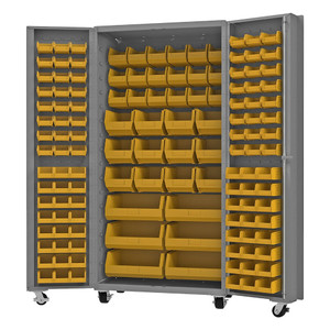 Durham 14 Gauge Mobile Bin Cabinet, 132 Bins