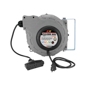 Performance Tool Retractable 50' 16/3 Cord Reel, 3 Outlets Performance Tool Retractable 50' 16/3 Cord Reel, 3 Outlets