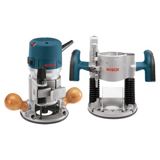 Bosch 2-1/4 HP, 12 amp Plunge Router has micro-fine bit depth adjustment and quick clamp system