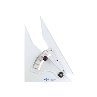 high-impact clear acrylic 8" adjustable triangle with engraved graduations and aluminum thumbscrew