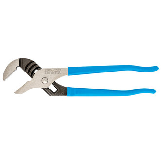 Channellock 10" Straight Jaw Pliers with right-angle teeth and 2" jaw capacity have blue handles