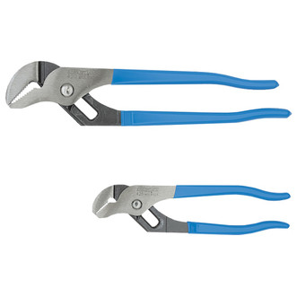 2 Channellock Straight Jaw Pliers with reinforcing edge, PermaLock® fastener, Channellock Blue® comfort grips