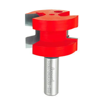 Freud Wedge tongue Router Bit with red head and silver shank