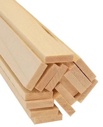 cut end of 15-pack bundle of light-colored bud nosen 1/8"H x 1/2"W x 24"L basswood strips