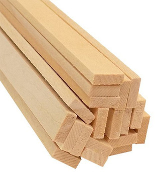 cut end of 20-pack bundle of light-colored bud nosen 1/8"H x 3/8"W x 24"L basswood strips