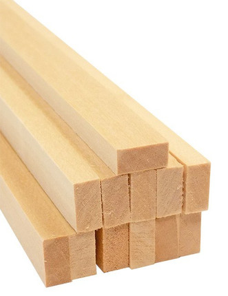 cut end of 12-pack bundle of light-colored bud nosen 1/4"H x 1/2"W x 24"L basswood strips
