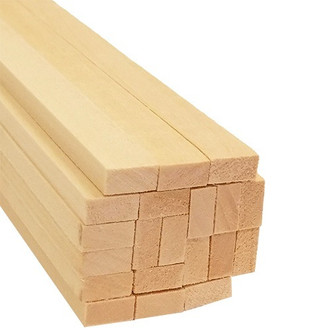 cut end of 20-pack bundle of light-colored bud nosen 3/16"H x 3/8"W x 24"L basswood strips