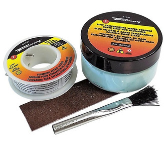 1/8" plumbing repair solder and 2 oz jar low temp water soluble paste flux for plumbing with brush
