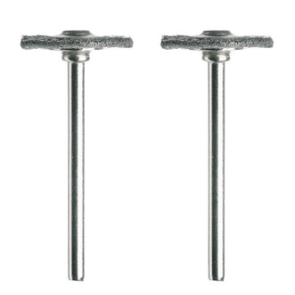 set of two silver bits with flat disc brush heads for cleaning metal tools and electronics