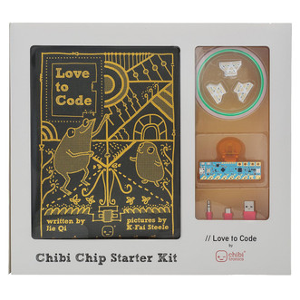 Chibitronics Love to Code Premier Kit: storybook, Chibi Chip, programming cable, copper tape and more