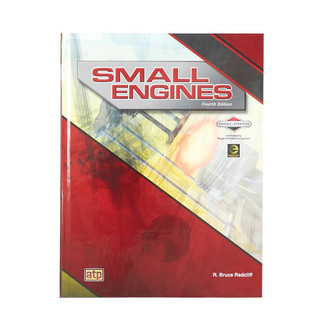 red and yellow front cover of briggs & stratton small engine textbook written by R. Bruce Radcliff