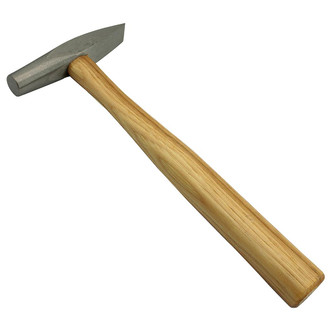 black and white photo of cs osborne 9/16" x 4-1/4" riveting hammer made from forged steel and hardwood