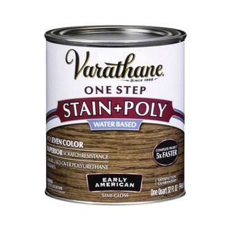 Varathane Water-Based One Step Stain & Polyurethane, Early American, Quart