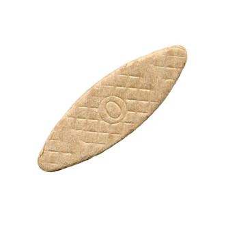 Die-cut and compressed #0 wood biscuit made from beechwood blanks