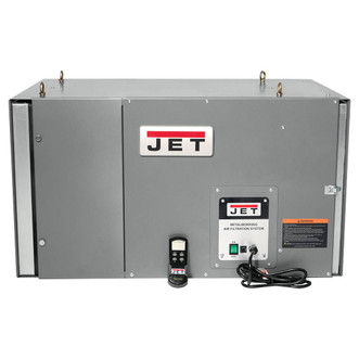 3/4 HP metal air filtration system with filters to attract oil mist, smoke, and dust from woodworking projects