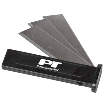 one black cartridge with white performance tool logo and three hardened carbon steel replacement blades