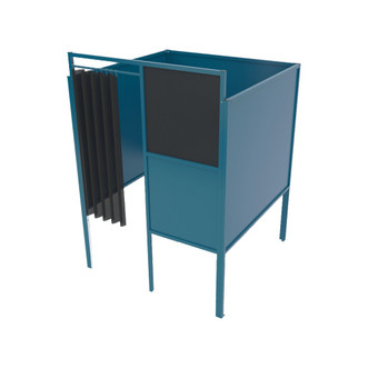 Free Standing 5' x 5' Welding Booth in structural gray color with black curtain and #10 observation window