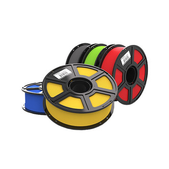 Five spools of PLA filament for MakerBot Sketch Classroom 3d printer in blue, yellow, red, green and gray
