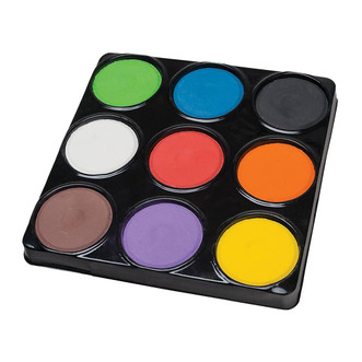 square palette of 9 colors of non-toxic tempera paint