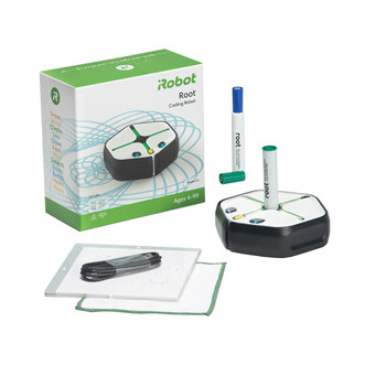Root Robotics Root RT1 Coding Robot with two whiteboards, two markers, charging cable, and product box