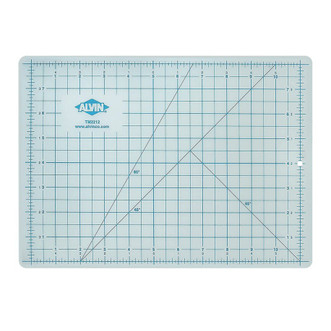 light blue 8-1/2" x 12" alvin non-glare, non-stick, self-healing cutting mat with 1/8" gridlines