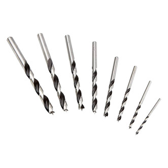 all 8 sizes of Fisch Metric Brad Point Drill Bits for hard, soft, exotic, veneered, laminated wood