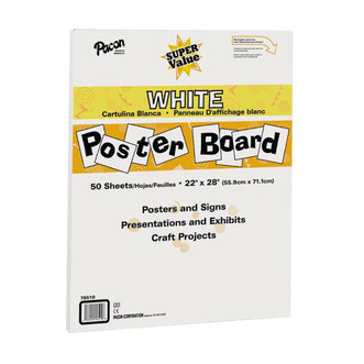 Pacon 22" x 28" Poster Board, White, 50-Pack
