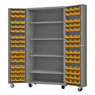 Durham 14 Gauge Mobile Bin Cabinet, 96 Bins