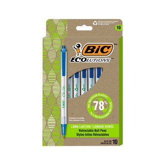 BIC ECOlutions Clic Stic Retractable Ballpoint Pen, Blue, 12-Pack