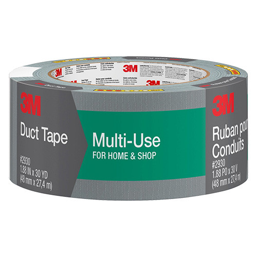 2" wide roll of silver 3m multi-use duct tape is 30 yards long is writeable and has tack-free edges