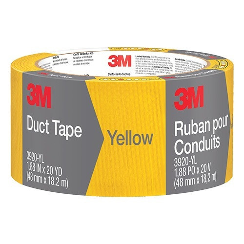 economical roll of 3m yellow duct tape that's nearly 2" wide and 20 yards long with tack-free edges