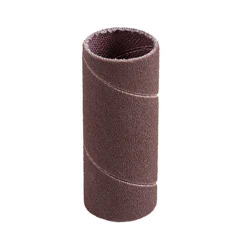 black 120 grit x-weight sandpaper sleeve with 1" diameter and 2" long head made with aluminum oxide