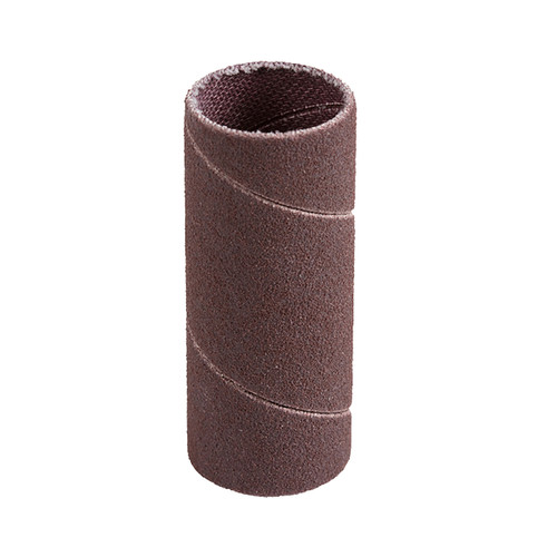 black 120 grit x-weight sandpaper sleeve with 1" diameter and 4-1/2" long head made with aluminum oxide