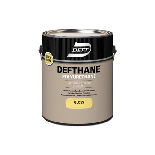 one quart can of deft clear polyurethane with gloss finish for interior, exterior, floors