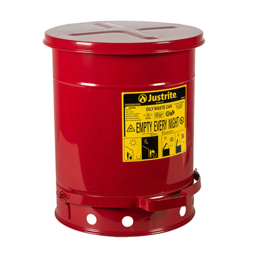 Justrite Oily Waste Can, 10 Gal.