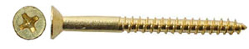 Hillman Phillips Flat Head Wood Screws Brass, 6, 3/4"