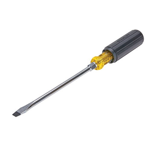 Stanley Vinyl Grip Round Blade Standard Tip Screwdriver, 3/8" x 8"L