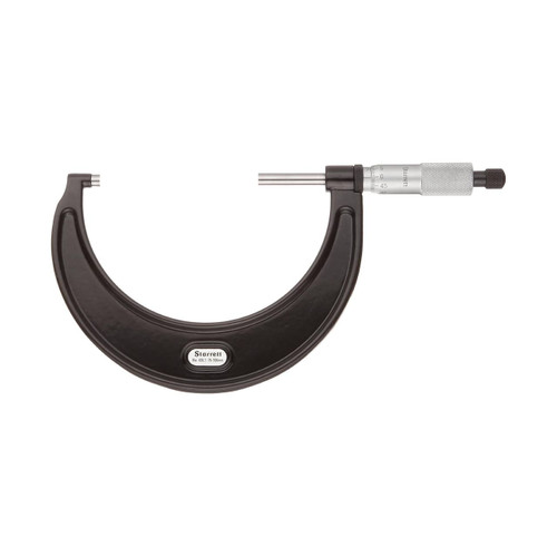 Starrett 436.1 Series Micrometer Metric w/Ratchet Stop & Lock Nut, Range 0-25mm