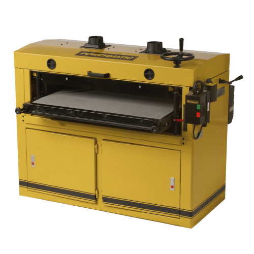 large mustard yellow 37" dual drum sander with 10hp, 3 phase, 230/460V motor for woodworking classrooms