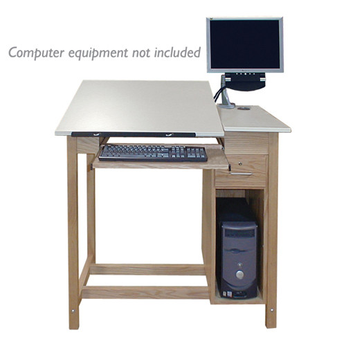 Hann CAD Drafting and Drawing Table with cpu cabinet, drawer, adjustable monitor stand, adjustable table