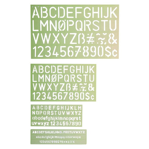 Alvin Lettering Stencil Template Set, 4-Piece