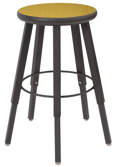 22" to 32" adjustable height stool with 5 fully-welded square tube steel legs and laminate seat